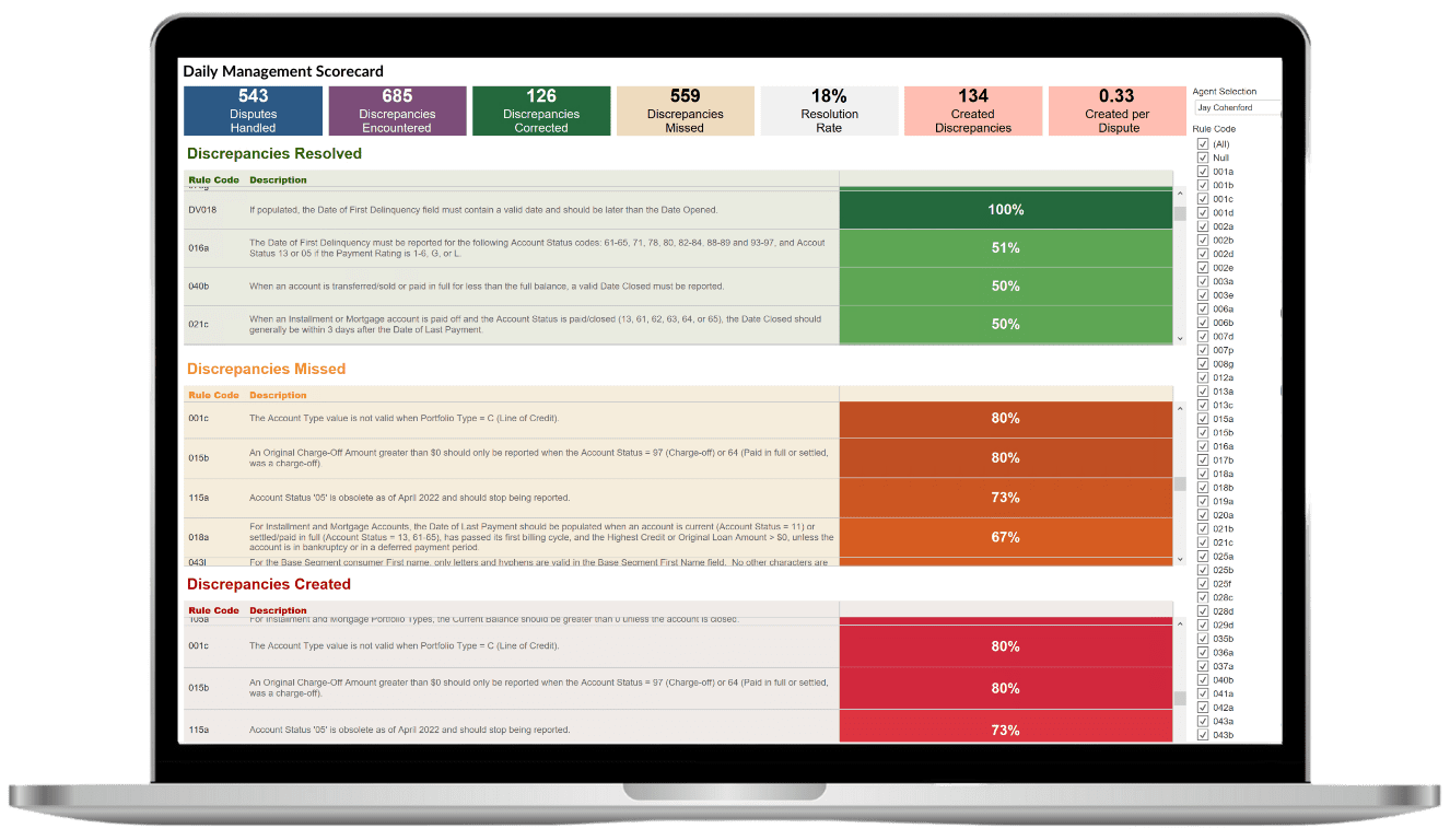 Laptop preview of the Data Quality Scanner Disputes Module demo